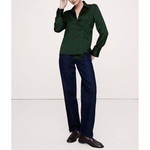 Banana Republic | crinkle asymmetrical shirt in dark juniper green